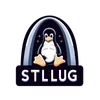 The St. Louis Linux Users Group Logo features the Linux Penguin beneath the Gateway Arch. The letters S-T-L-L-U-G appear in a banner at the bottom.